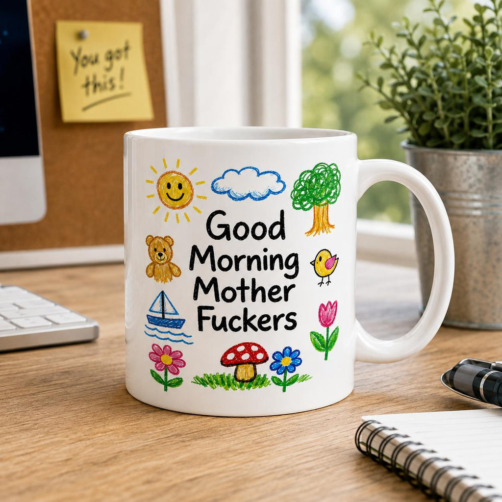 Funny Good Morning Mug – Rude Adult Humour Coffee Cup – Cheeky Novelty Gift for Mum, Dad, Friend, Colleague or Morning Coffee