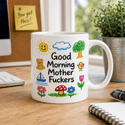 Funny Good Morning Mug – Rude Adult Humour Coffee Cup – Cheeky Novelty Gift for Mum, Dad, Friend, Colleague or Morning Coffee