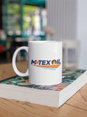 Retro Oil Company Style Mug – Vintage Industrial Logo Coffee Cup – Western Inspired Novelty Mug – 11oz Ceramic