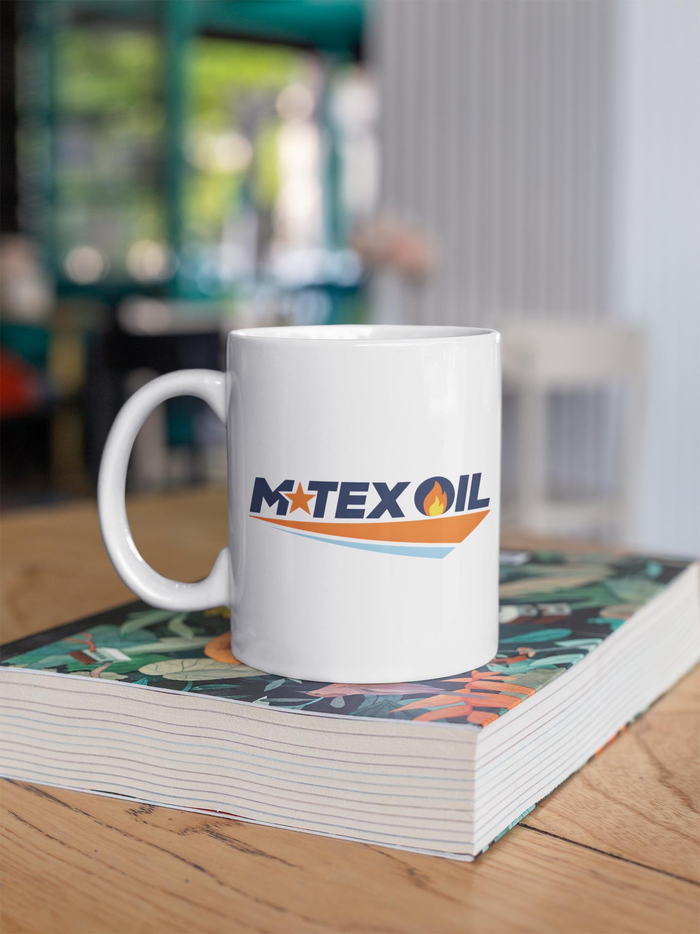 Retro Oil Company Style Mug – Vintage Industrial Logo Coffee Cup – Western Inspired Novelty Mug – 11oz Ceramic