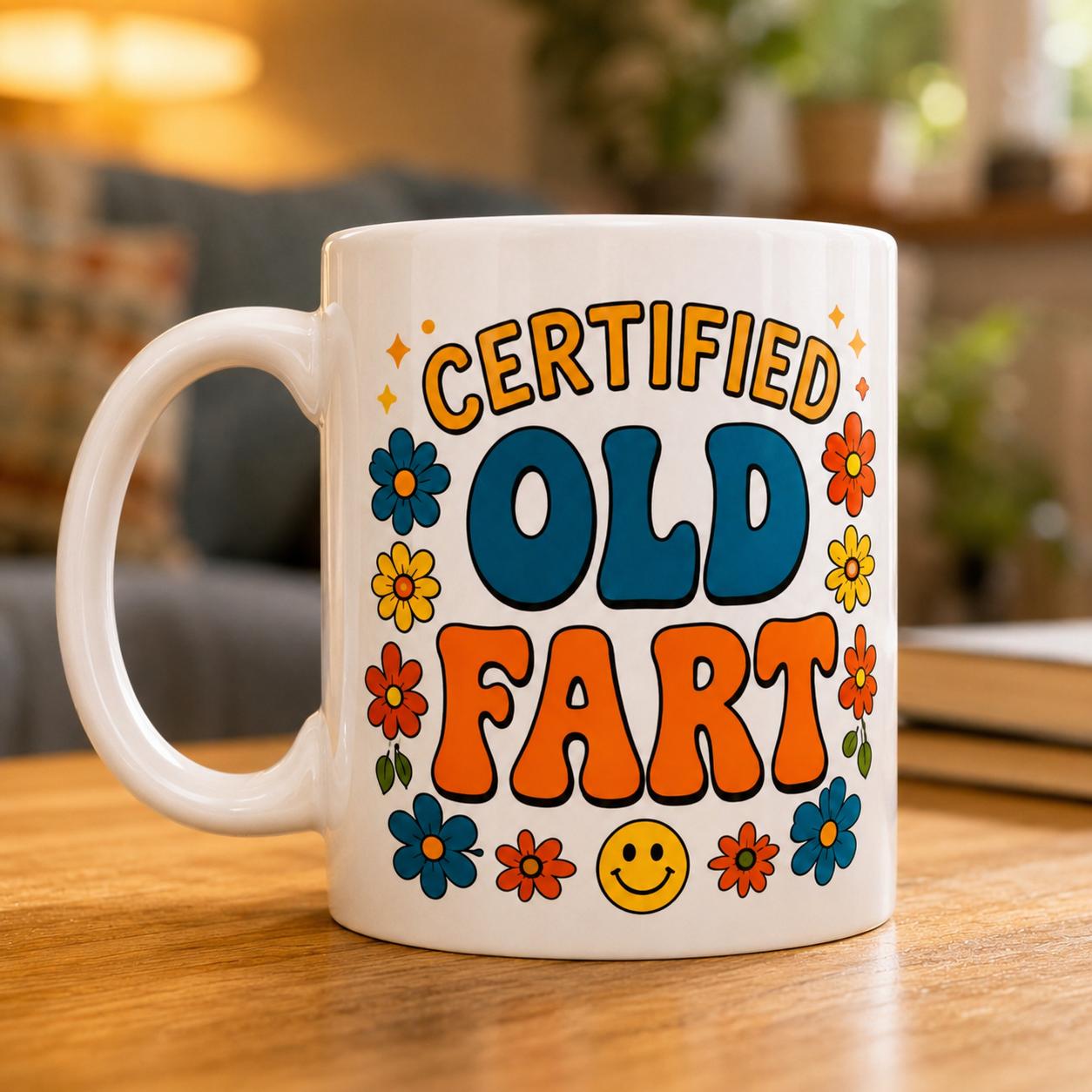 Certified Old Fart Mug Funny Gift for Men Women 11oz Ceramic Coffee Mug