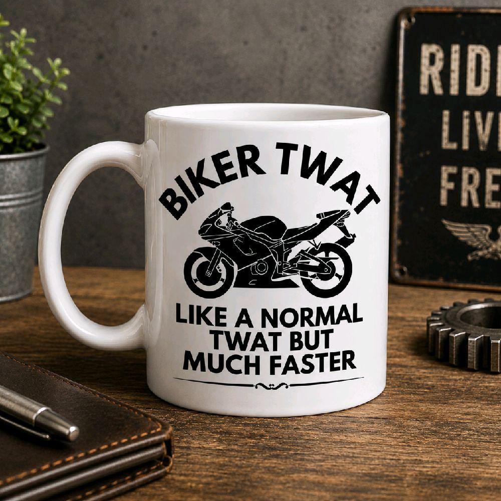 Funny Biker Mug | Biker Twat Mug | Motorcycle Coffee Mug | Motorbike Gift for Him | Funny Motorcycle Mug | Rider Gift | Biker