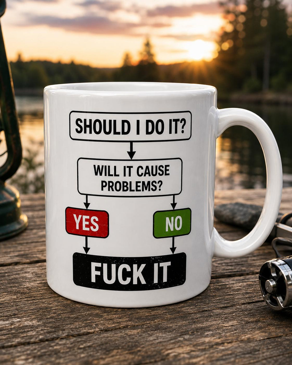 Funny Adult Humour Mug – Should I Do It? Sarcastic Rude Coffee Cup – Novelty Gift for Him Her Friends Work Colleague