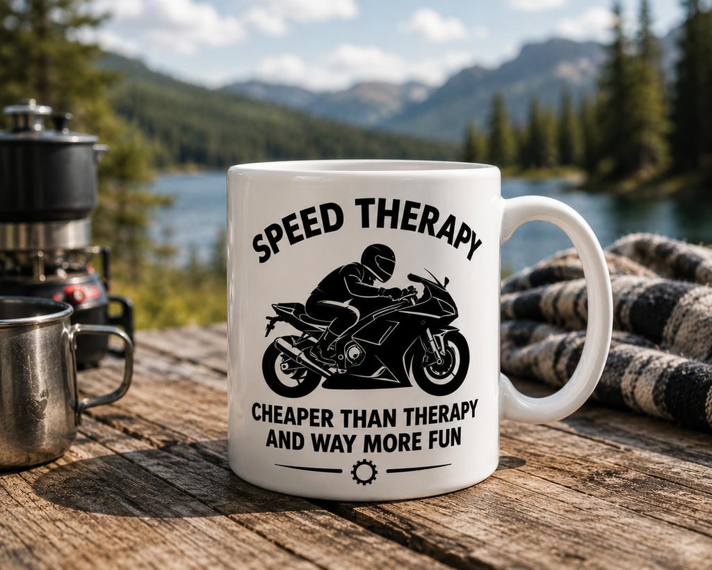 Speed Therapy Funny Motorcycle Mug | Biker Coffee Mug | Motorbike Gift | Funny Motorcyclist Mug | Gift for Motorcycle Riders 