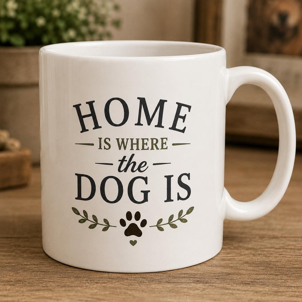 Home Is Where The Dog Is Mug | Funny Dog Lover Gift | Ceramic Coffee Mug | Gift for Dog Mum, Dog Dad, Pet Owner | 11oz Tea Cu