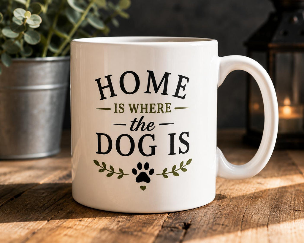 Home Is Where The Dog Is Mug | Funny Dog Lover Gift | Ceramic Coffee Mug | Gift for Dog Mum, Dog Dad, Pet Owner | 11oz Tea Cu