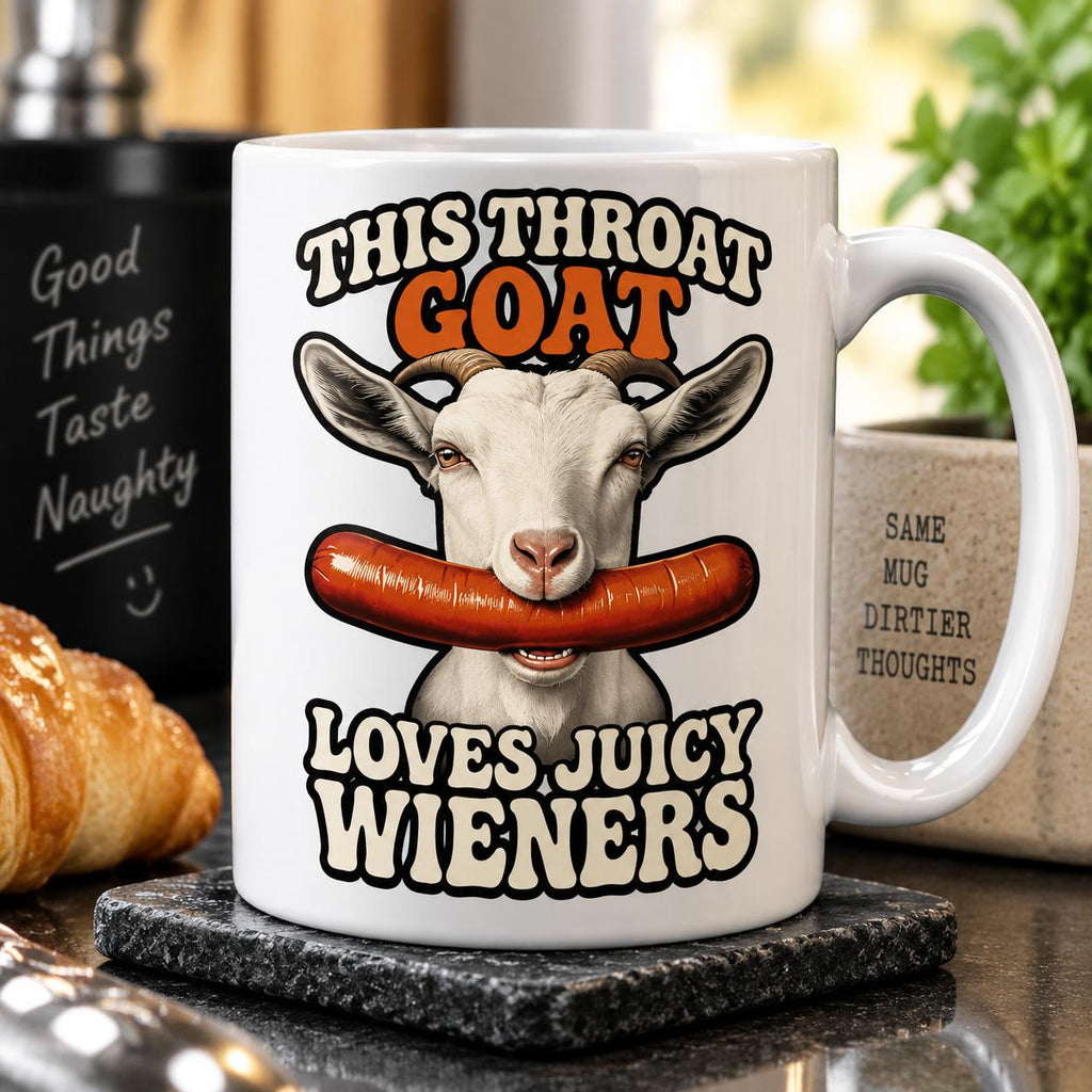 Funny Goat Mug – Throat Goat – Rude Adult Humour Novelty Joke Gift