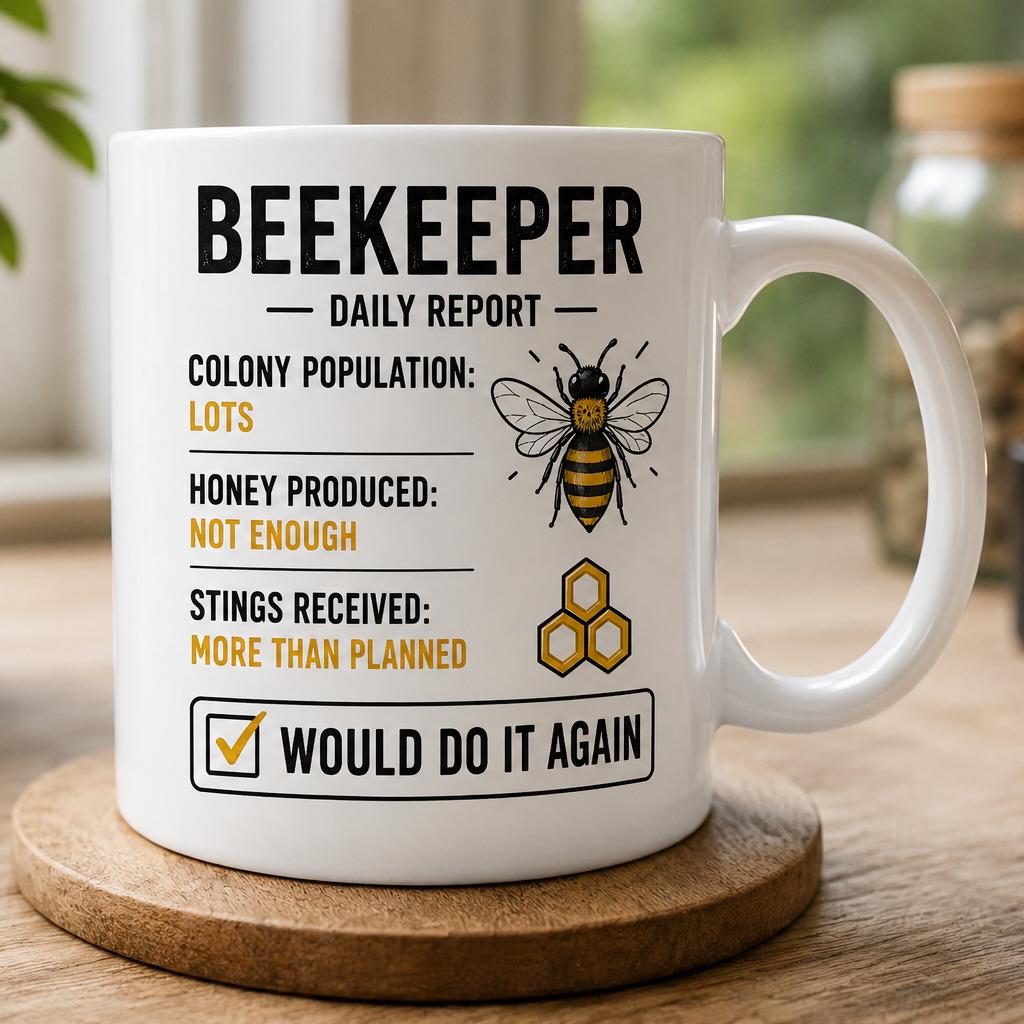 Beekeeper Mug – Funny Beekeeping Gift – Bee Keeper Daily Report Coffee Mug – Gift for Beekeeper – Bee Lover Present