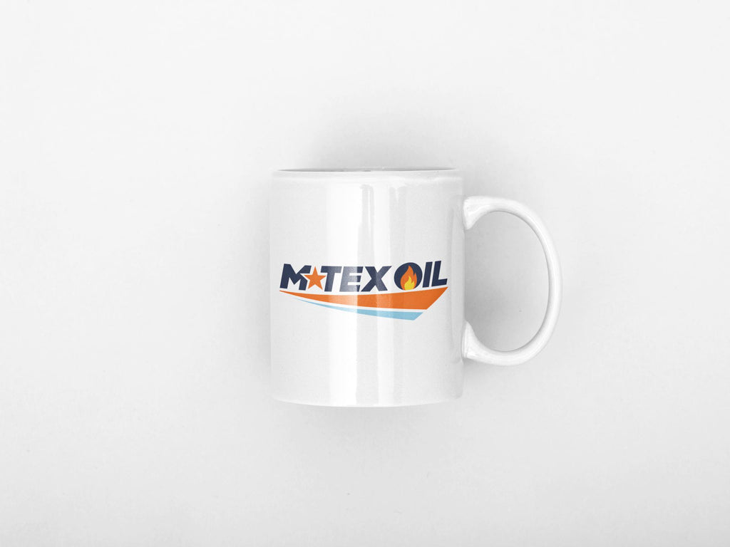 Retro Oil Company Style Mug – Vintage Industrial Logo Coffee Cup – Western Inspired Novelty Mug – 11oz Ceramic