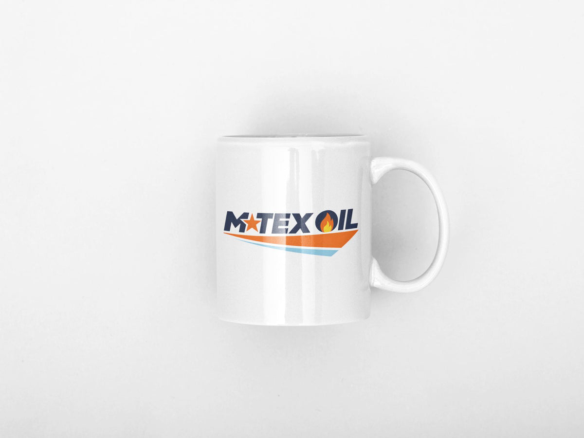 Retro Oil Company Style Mug – Vintage Industrial Logo Coffee Cup – Western Inspired Novelty Mug – 11oz Ceramic
