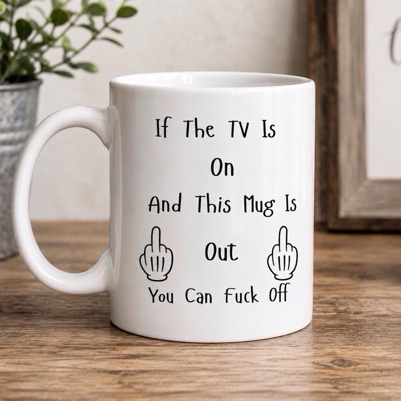 Funny TV Mug | If The TV Is On And This Mug Is Out  Rude Coffee Mug | Novelty Gift | Funny Gift for Him & Her
