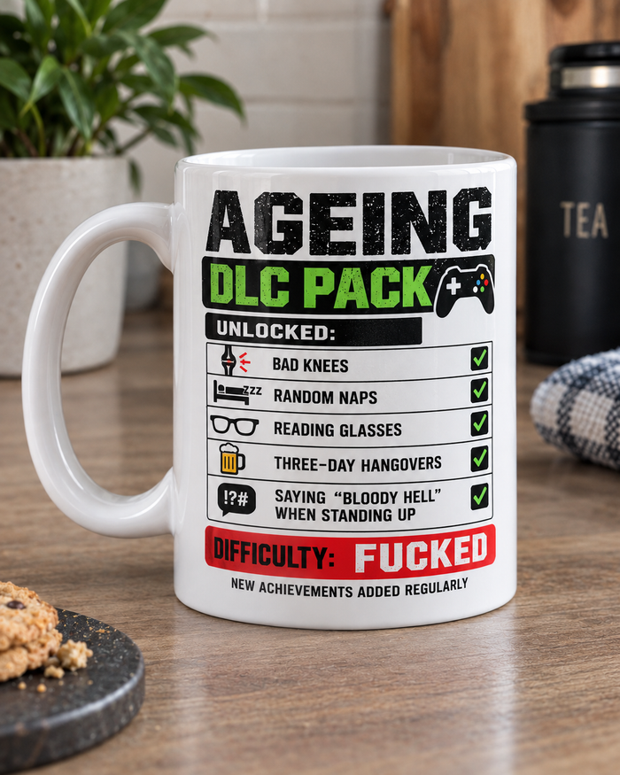 Ageing DLC Pack funny gaming-style getting older mug