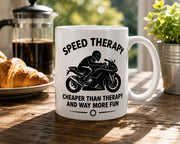 Speed Therapy Funny Motorcycle Mug | Biker Coffee Mug | Motorbike Gift | Funny Motorcyclist Mug | Gift for Motorcycle Riders 