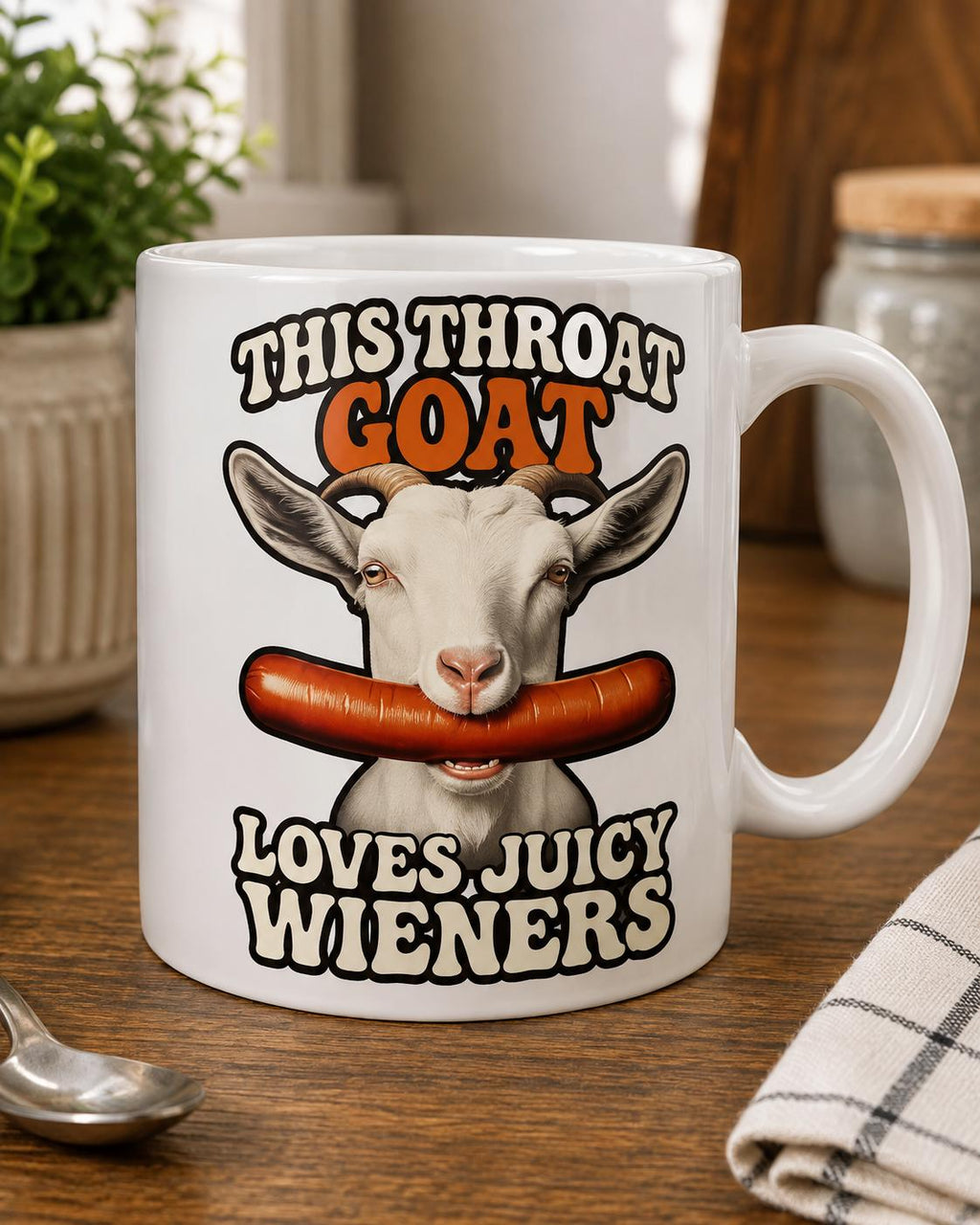 Funny Goat Mug – Throat Goat – Rude Adult Humour Novelty Joke Gift