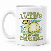 My brain is lacking frog mug — studio photo