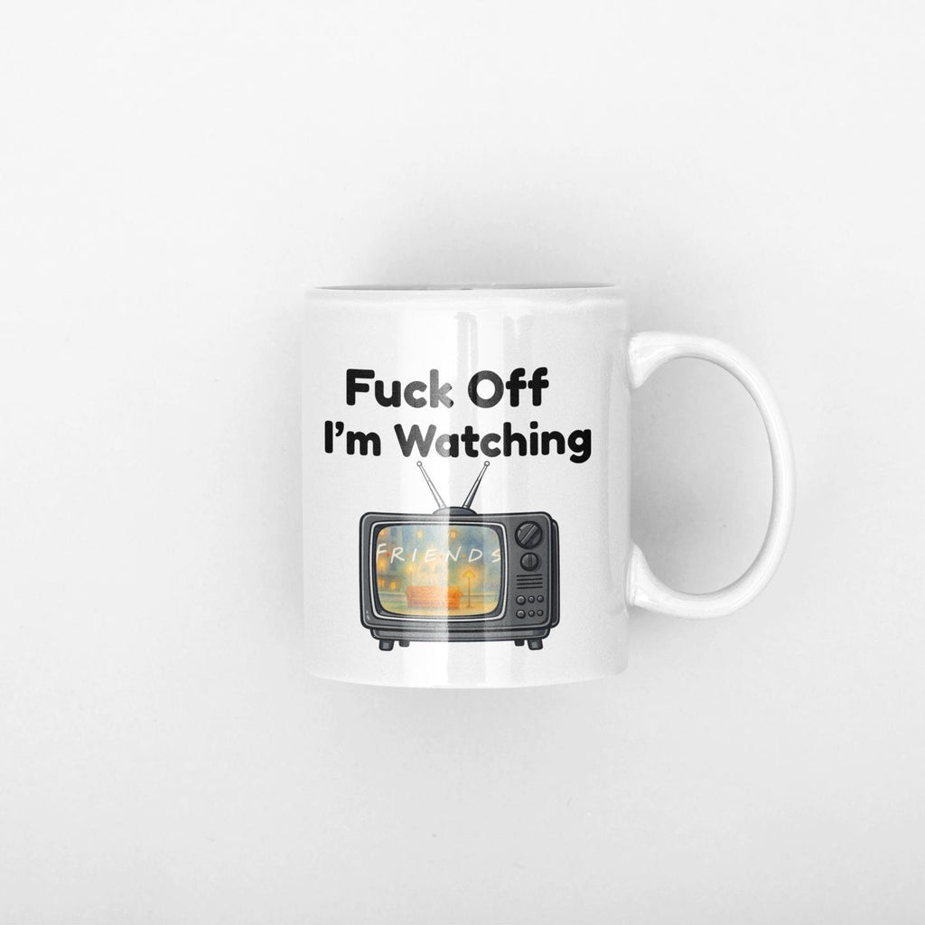 Funny Rude TV Mug – “F*** Off I’m Watching TV” Mug – Sarcastic Coffee Cup – Adult Humour Gift – Couch Potato Mug – Funny Gift