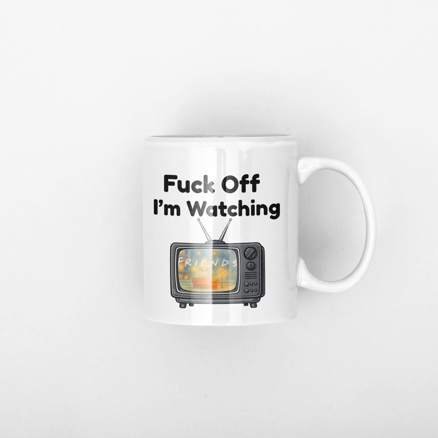 Funny Rude TV Mug – “F*** Off I’m Watching TV” Mug – Sarcastic Coffee Cup – Adult Humour Gift – Couch Potato Mug – Funny Gift