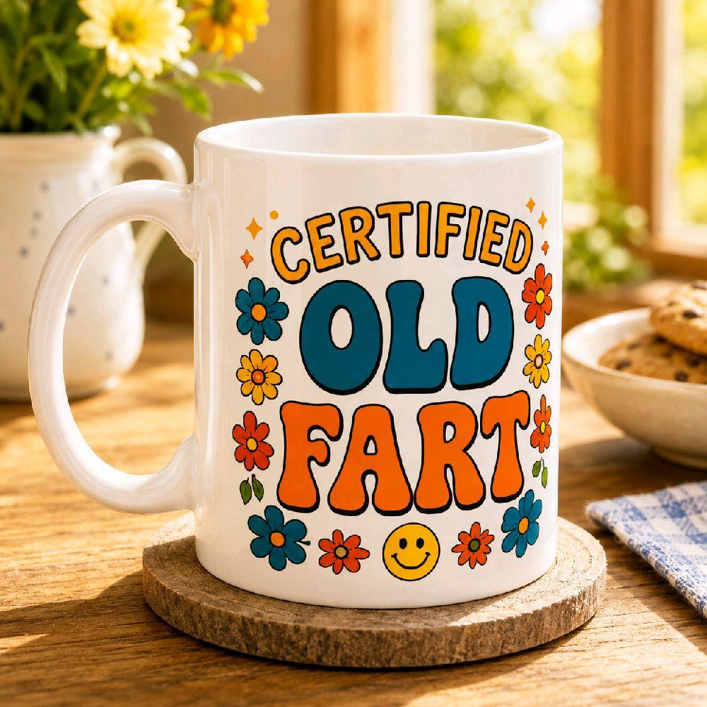 Certified Old Fart Mug Funny Gift for Men Women 11oz Ceramic Coffee Mug
