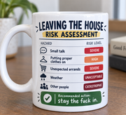 Leaving the House Risk Assessment mug stock photo 2