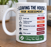 Leaving the House Risk Assessment mug stock photo 4