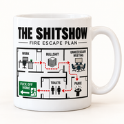 The Shitshow Fire Escape Plan mug studio photo